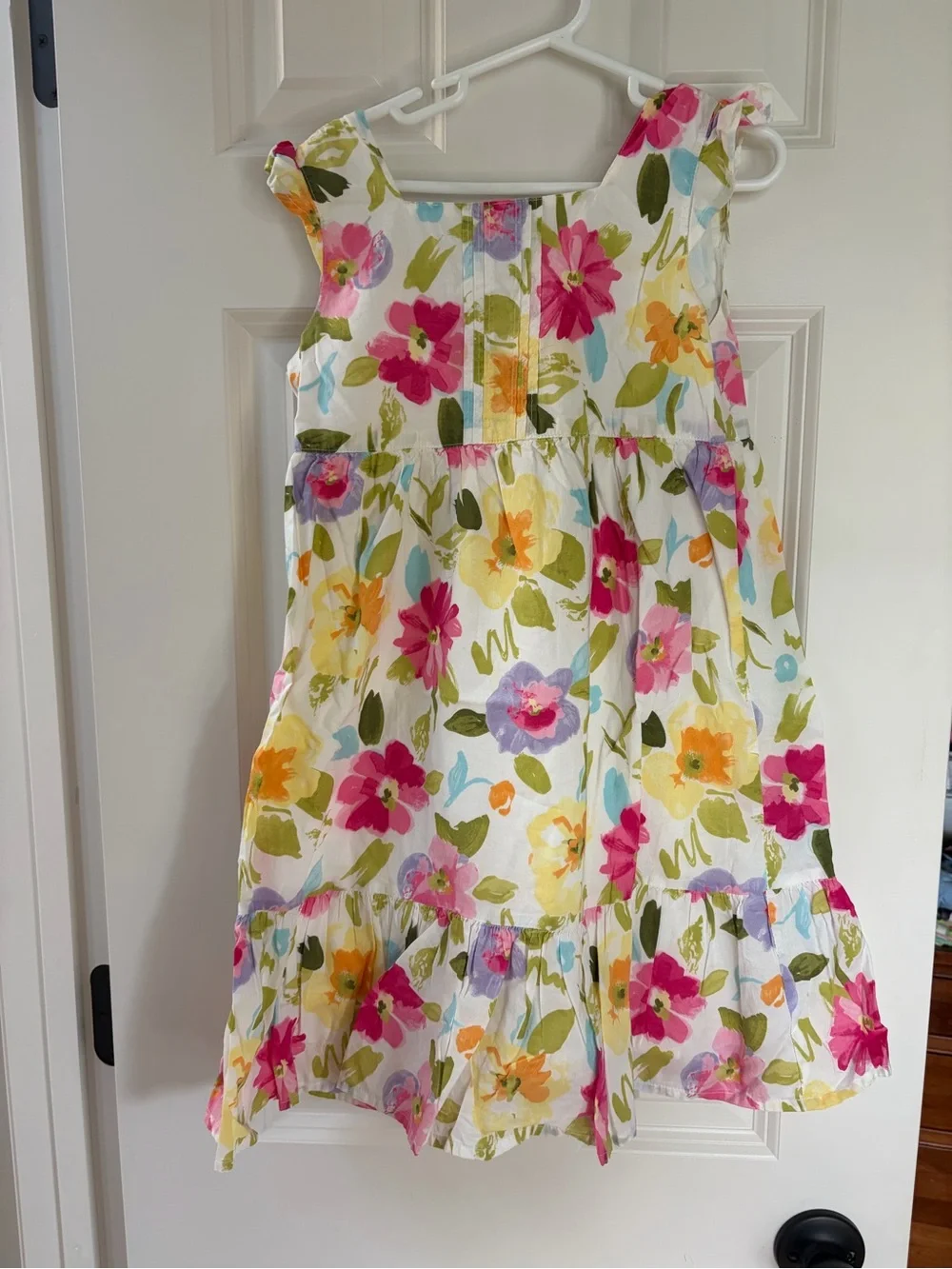 Gymboree White Floral Sundress with Pink, Yellow & Green Accents